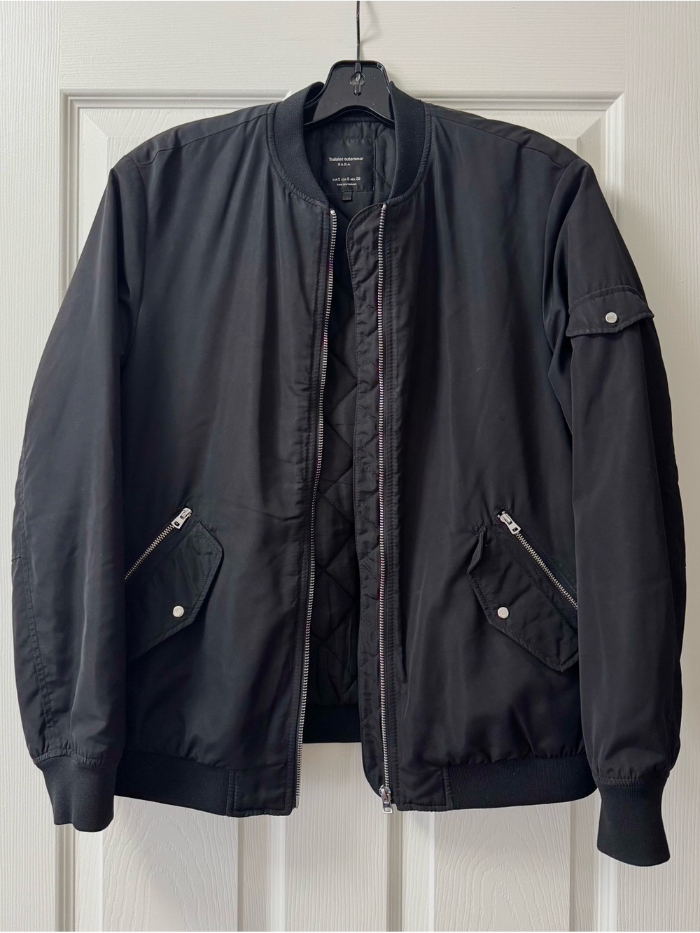 Zara Black Quilted Bomber Jacket